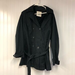 Sonoma Black Double-Breasted Women's Jacket Tie Waist Cotton XL